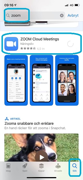 Nedladdning av Zoom